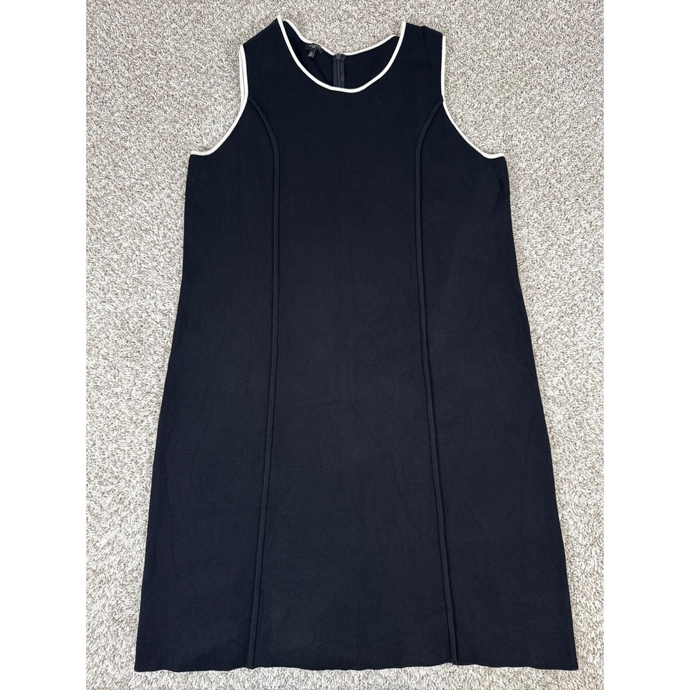 Talbots Dress Womens‎ 2X Black Contrast Trim Sleeveless Knit Classic Sheath
